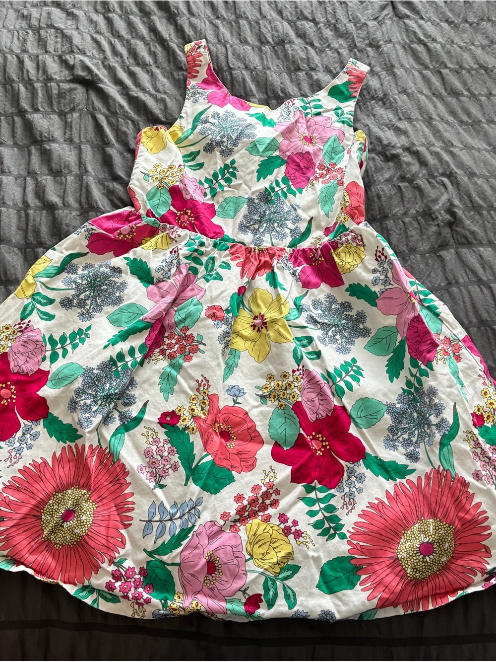 Crazy 8 Floral Dress in White with Pink, Yellow & Green